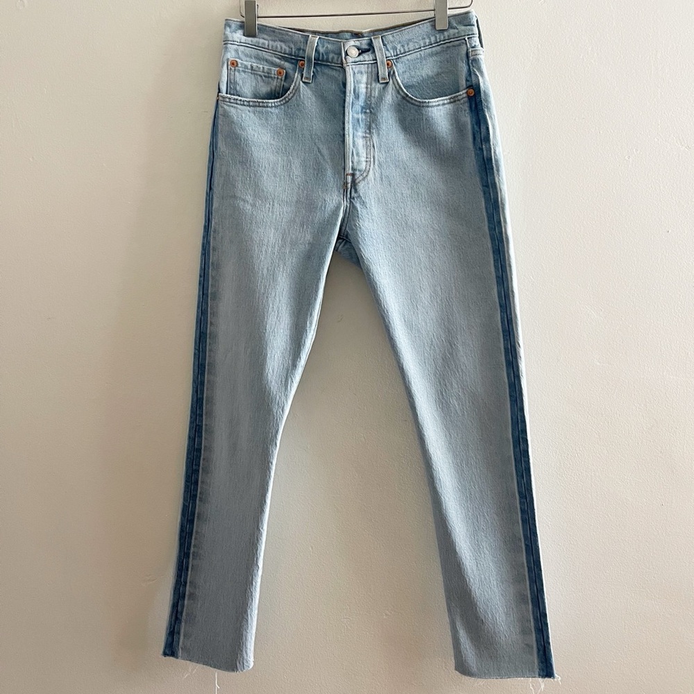 Levi's Light Blue Straight Leg Jeans with Dark Blue Side Stripe
